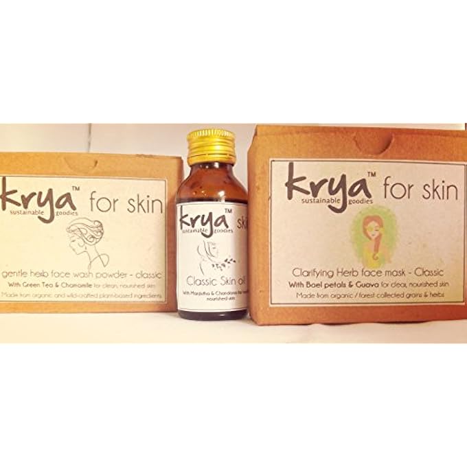 CLASSIC AYURVEDIC SKIN BALANCING SYSTEM FOR OILY SKIN - FACE WASH POWDER (100GM), FACIAL OIL (SERUM) (50ML), FACIAL MASK (100GM) - NATURAL, AYURVEDIC, CHEMICAL FREE